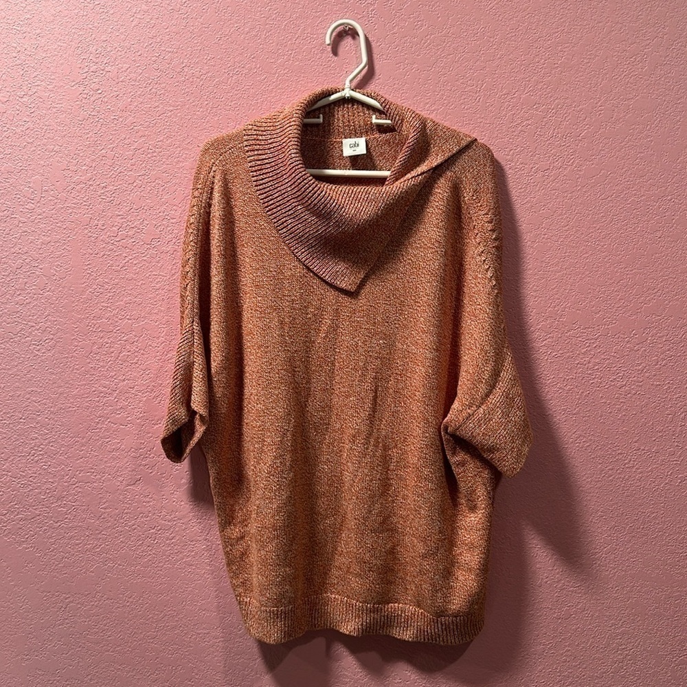 Cabi Orange Marled Dolman Fold Over Neck Pullover Sweater - Size Small